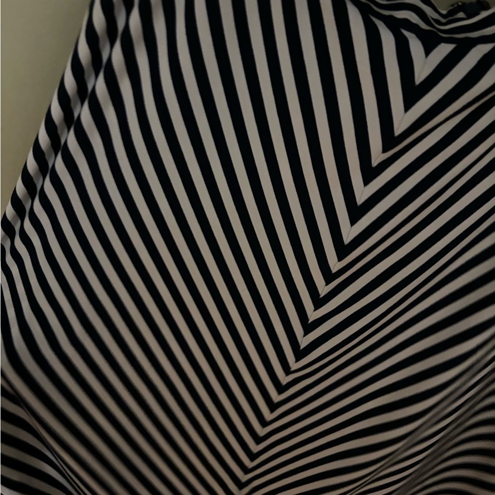Tahari Arthur Levine Black & White Striped Cotton Pencil Skirt Size M - Picture 3 of 5